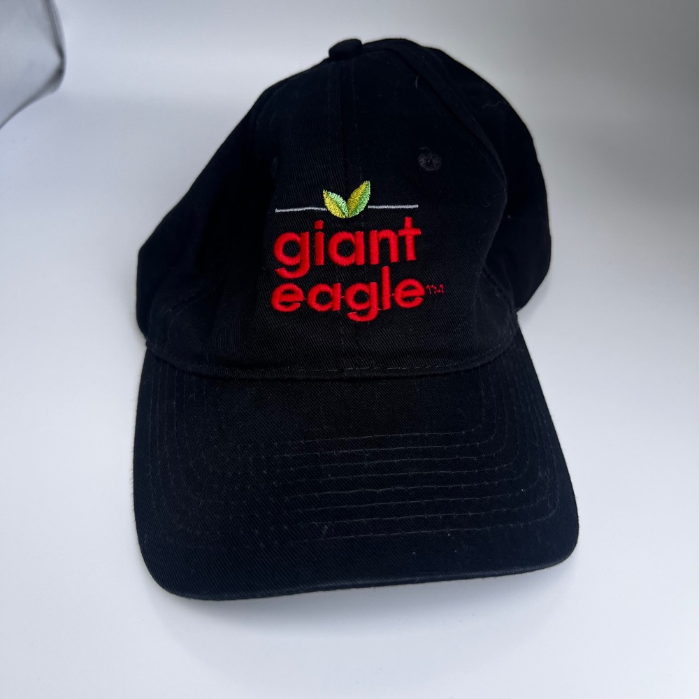 Port & Company Hat Giant Eagle Grocery Store Logo Black Adjustable Adult Mens